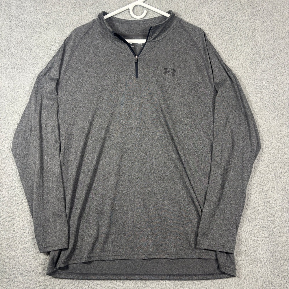 Under Armour Pullover Mens 2XL Gray HeatGear 1/4 Zip Heathered Activewear Loose